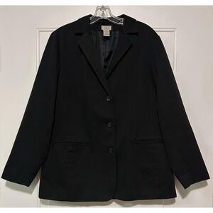 L.L. Bean‎ Vintage Black Classic Blazer Women's 16 Three Button Lined